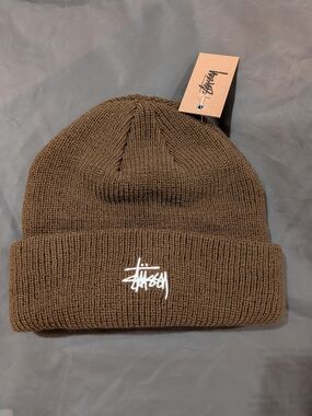 Stussy Brown Rib Knit Cuffed Beanie